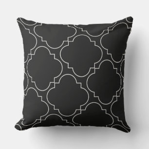 Geometrische Quatrefoliepatroon zwart-wit Buitenkussen