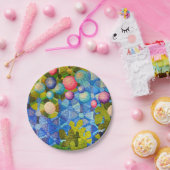 Geometrische quilt patroon papieren bordje (Feest)