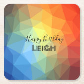 Geometrische Rainbow Monogram Naam Kartonnen Onderzetters (Voorkant)