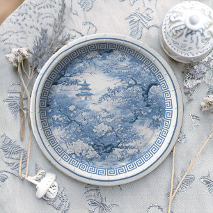 Geometrische rand Chinoiserie Patroon ID1094 Papieren Bordje