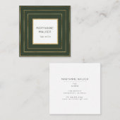 Geometrische rand Groene salon Haarstylist Elegant Vierkante Visitekaartje (Voorkant / Achterkant)