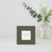 Geometrische rand Groene salon Haarstylist Elegant Vierkante Visitekaartje (Staand voorkant)