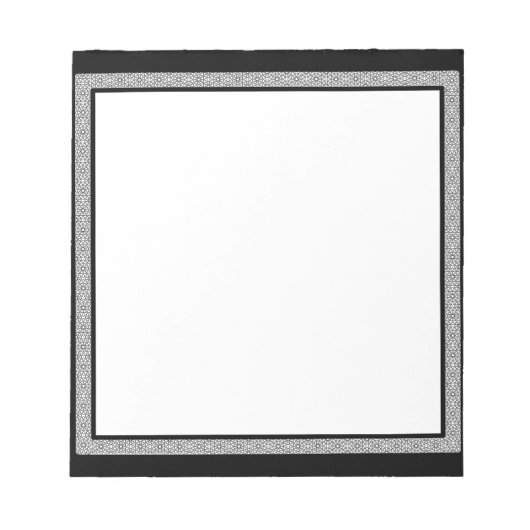 Geometrische rand zwart-wit notitieblok (Voorkant)