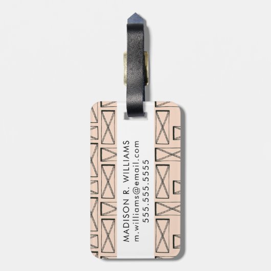 Geometrische rechthoek X ontwerp Bagagelabel (Achterkant verticaal)