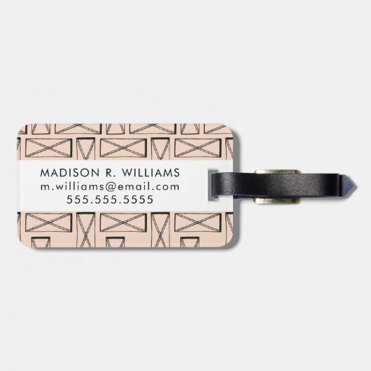 Geometrische rechthoek X ontwerp Bagagelabel (Achterkant horizontaal)