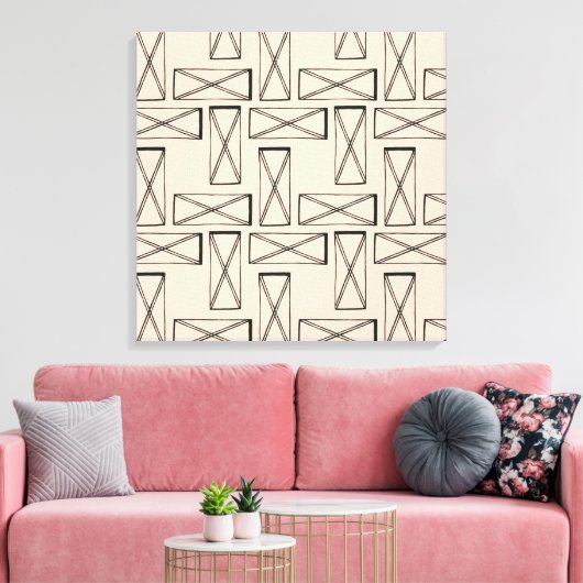 Geometrische rechthoek X ontwerp Canvas Afdruk (Insitu (Woonkamer))