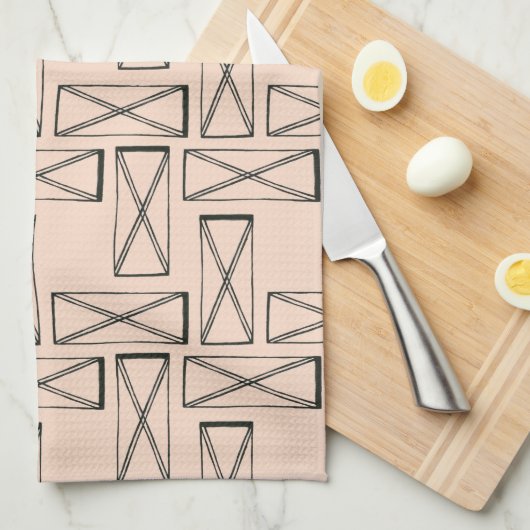 Geometrische rechthoek X ontwerp Theedoek (Quarter Fold)