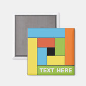 Geometrische rechthoeken (ver8) met Tekstmagneet Magneet (Voorkant / Achterkant)