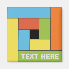 Geometrische rechthoeken (ver8) met Tekstmagneet Magneet