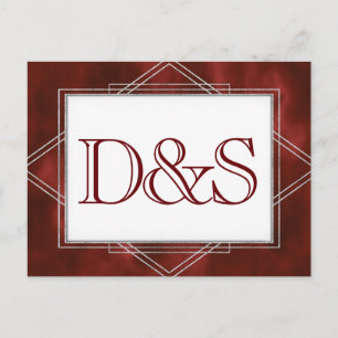 Geometrische Red Art Deco   Moderne RSVP-maaltijdk Uitnodiging Briefkaart