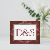 Geometrische Red Art Deco | Moderne RSVP-maaltijdk Uitnodiging Briefkaart (Staand voorkant)