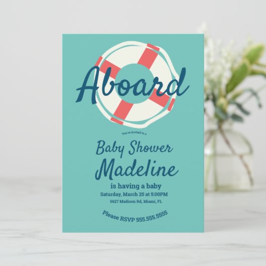 Geometrische reddingsboei Nautisch Baby shower Kaart (Staand voorkant)