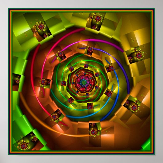 Geometrische Regenboog Fractal Poster (Voorkant)