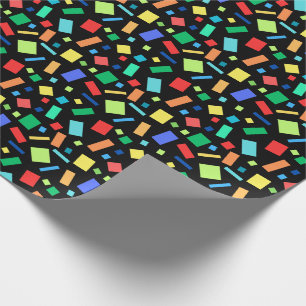 Geometrische regenboog gekleurde Confetti zwart ca Cadeaupapier