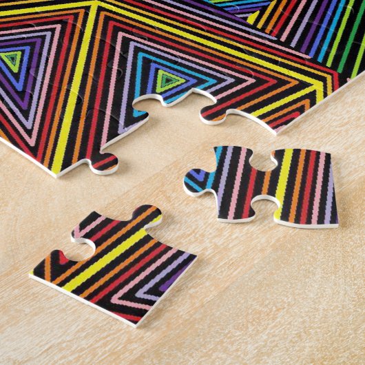 Geometrische regenboog gekleurde pizas Abstracte l Legpuzzel (Zijkant)