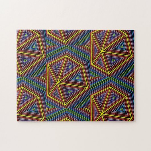 Geometrische regenboog gekleurde pizas Abstracte l Legpuzzel (Horizontaal)