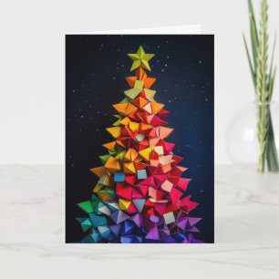 Geometrische regenboog kerstboom Vakantie Kaart