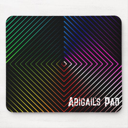 Geometrische regenboog met naam muismat (Voorkant)