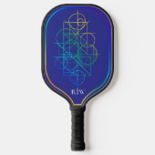 Geometrische regenboog primitieven Paarse achtergr Pickleball Paddle (Voorkant)