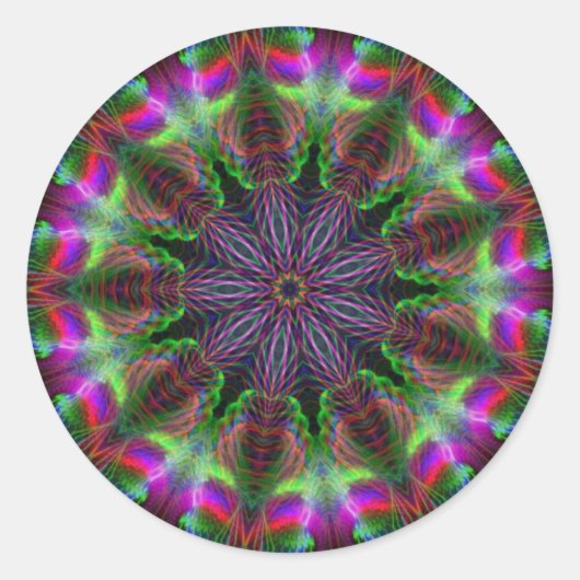 Geometrische regenboog ronde Sticker (Voorkant)