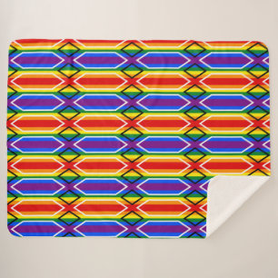 Geometrische regenboog sherpa deken