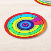 Geometrische regenboogcirkels ronde kartonnen onderzetter (Gebogen)