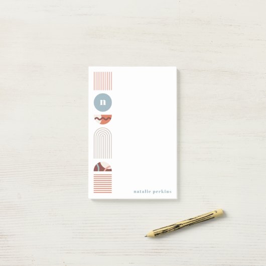 Geometrische regenboogmonogram, na-it notities - O Post-it® Notes (Op bureau)