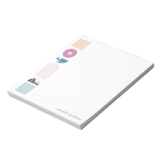 Geometrische regenboogmonogram Notitieblok - Paars (Linkerzijde)