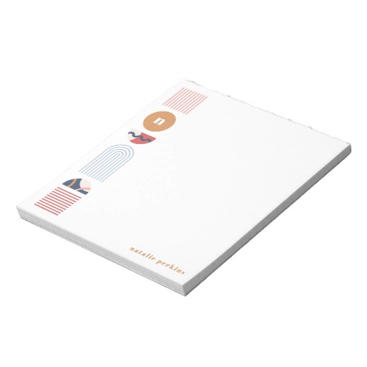 Geometrische regenboogmonogram Notitieblok - Rood (Linkerzijde)