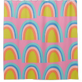 Geometrische regenboogpatronen afspelen in helder  douchegordijn (Voorkant)