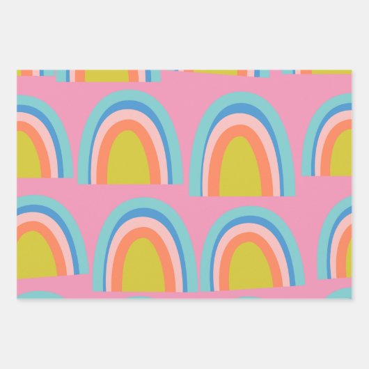 Geometrische regenboogpatronen afspelen in helder  inpakpapier vel (Voorkant 3)