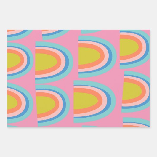 Geometrische regenboogpatronen afspelen in helder  inpakpapier vel (Voorkant 2)