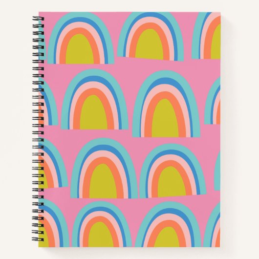 Geometrische regenboogpatronen afspelen in helder  notitieboek (Voorkant)
