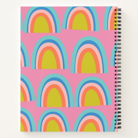 Geometrische regenboogpatronen afspelen in helder  notitieboek (Achterkant)