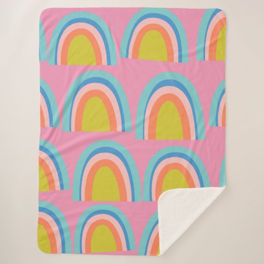 Geometrische regenboogpatronen afspelen in helder  sherpa deken (Voorkant)
