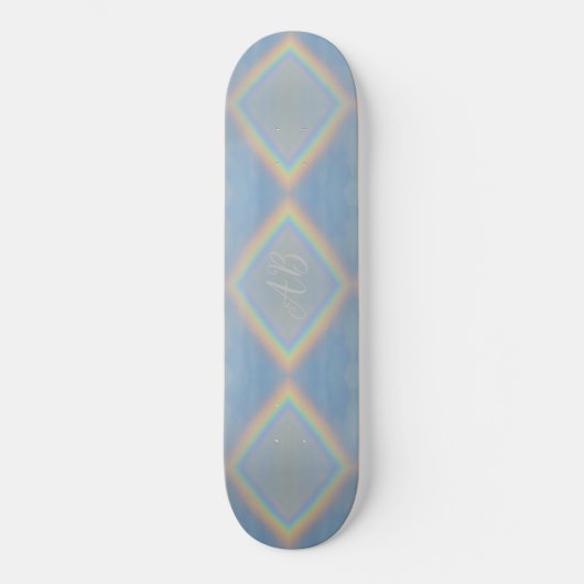 Geometrische regenboogpatronen met Initialen Persoonlijk Skateboard (Voorkant)