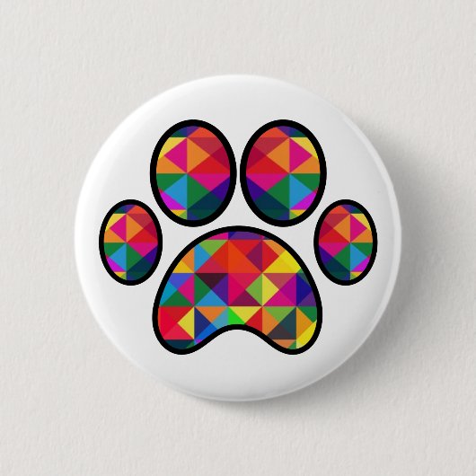Geometrische regenboogpaw afdrukken ronde button 5,7 cm (Voorkant)