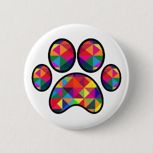 Geometrische regenboogpaw afdrukken ronde button 5,7 cm