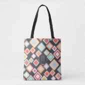 Geometrische remmen Retropatroonmonogram Tote Bag (Voorkant)