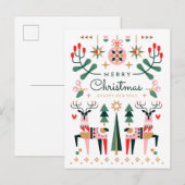 Geometrische rendier Kerst Feestdagenkaart (Voorkant / Achterkant)
