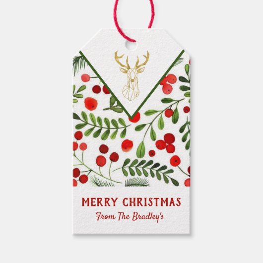 Geometrische rendier kerstcadeau Label Cadeaulabel (Voorkant)