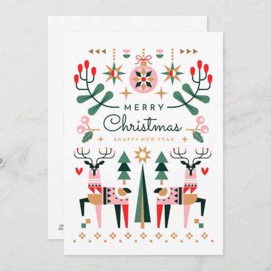 Geometrische rendier Kerstmis Feestdagenkaart (Voorkant / Achterkant)