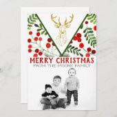 Geometrische rendierfoto kerstkaart (Voorkant / Achterkant)