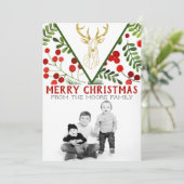 Geometrische rendierfoto kerstkaart (Staand voorkant)