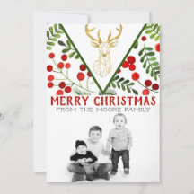 Geometrische rendierfoto kerstkaart