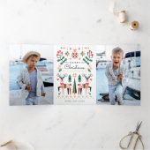 Geometrische rendierkerst drieluik wenskaart (Binnen)