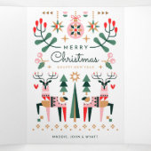 Geometrische rendierkerst drieluik wenskaart (Binnenkant midden)