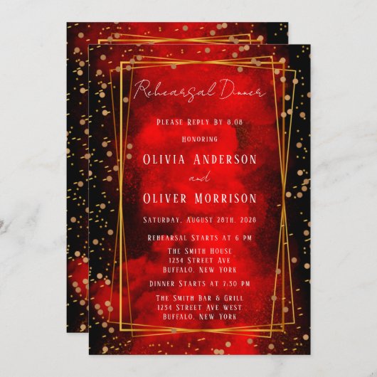 Geometrische repetitie met zwarte en rode roodklep kaart (Voorkant / Achterkant)