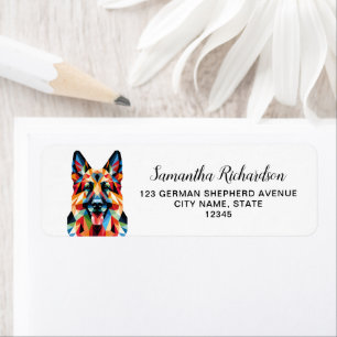 Geometrische Retouradressticker Duitse Herder Hond Etiket