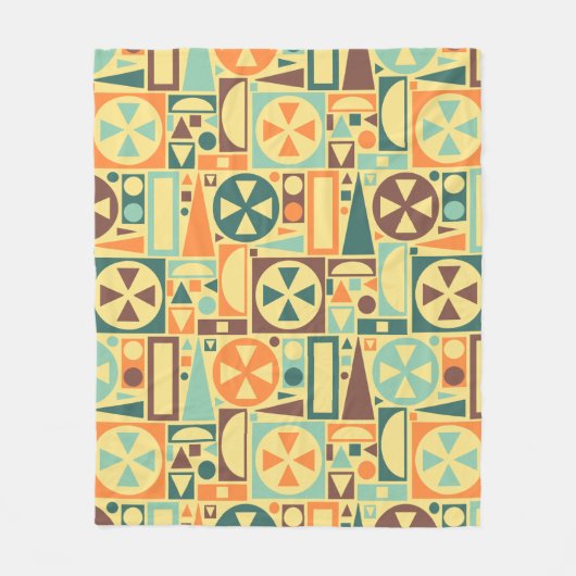 Geometrische Retro 1950s Mideeuwse Moderne Abstrac Fleece Deken (Voorkant)